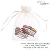 Parcelona French 13 Teeth Crown Small Celluloid Side Hair Combs for Women(2 Pcs)