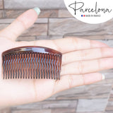 Parcelona French Zig Zag Small Celluloid Acetate 23 Teeth Side Hair Combs(2 Pcs)