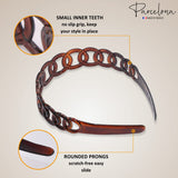 Parcelona French Round Chain Tortoise Shell Brown Celluloid Hair Headband