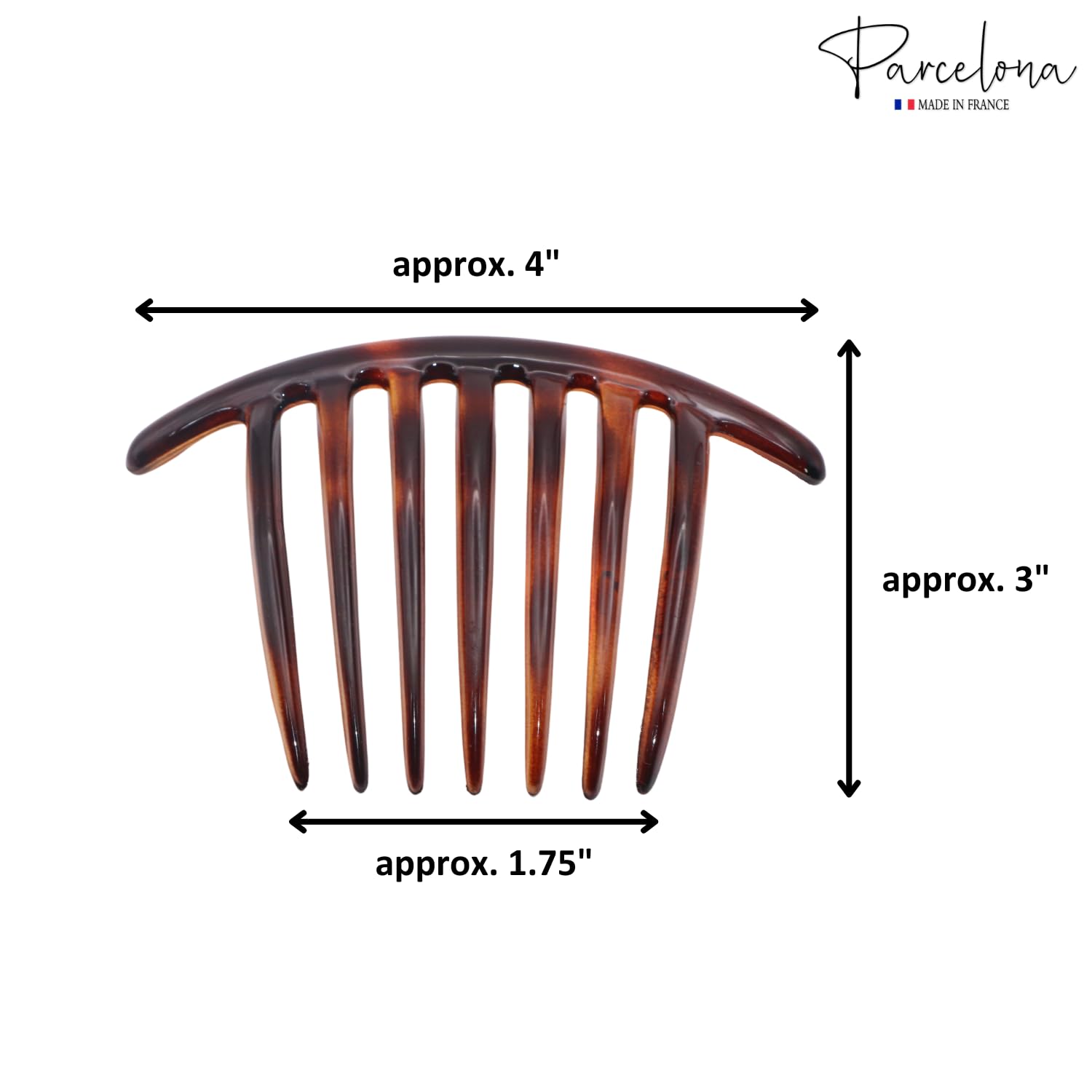 Parcelona French Twist 7 Teeth Large Cellulose Side Hair Combs for Women(2 Pcs)