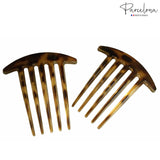 Parcelona French Medium Interlocking Light Tortoise Shell Side Hair Comb 2 pcs