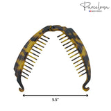 Parcelona French Broad Rectangle Savana Ponytail Interlocking Banana Hair Clip