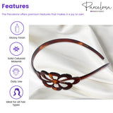 Parcelona French Wide Flower Tortoise Shell Brown Celluloid Acetate Hair