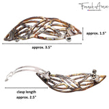French Amie Classy Leaf Large Celluloid Handmade Hair Clip Barrette for Women