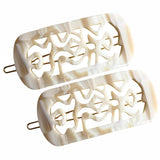 French Amie Swirls 2 ¼” Celluloid Handmade Snap Hair Clips for Women 2 Pcs