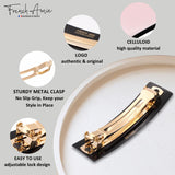 French Amie Medium Fine Wide Rectangular Handmade Hair Barrette for Women