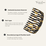 French Amie Fab 13 Teeth Medium Handmade Celluloid Side Hair Comb for Women