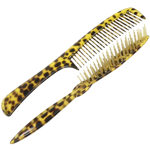 Parcelona French Leopard Print Large Brush Hair Combs for Women & Girls