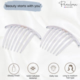 Parcelona French Twist 7 Teeth Large Celluloid Side Hair Combs for Women(2 Pcs)