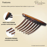 Parcelona French Basic 7 Teeth Large Celluloid Side Hair Combs for Women(2 Pcs)