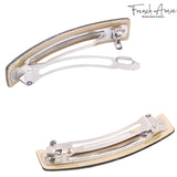 French Amie Oblong 3 1/2" Celluloid Handmade Automatic Hair Barrette for Women