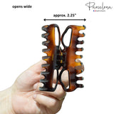 Parcelona French Large Shell 4.25" Celluloid Jaw Hair Claw for Women and Girls