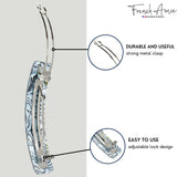 French Amie Long Rectangle Handmade Large Hair Barrette Clip for Women N Girls