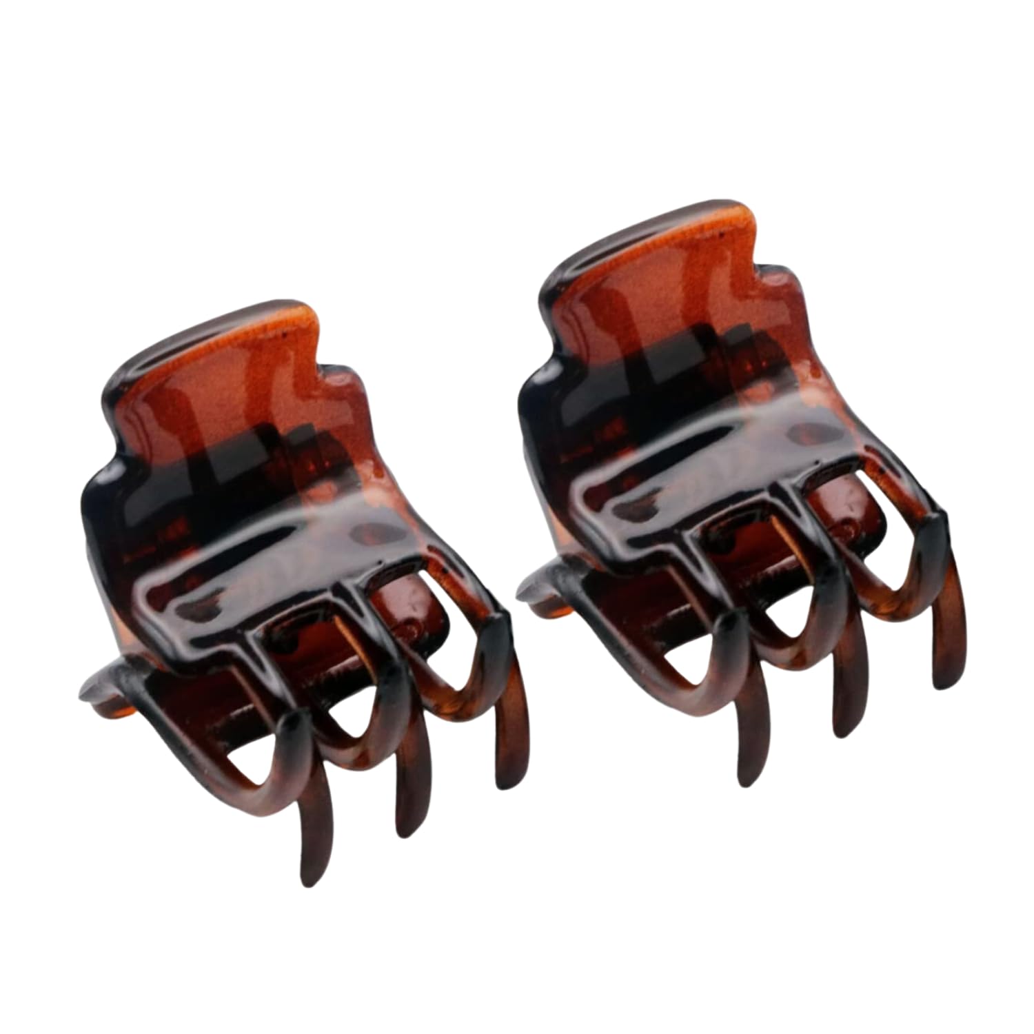 Parcelona French Glossy Square Very Small Celluloid Hair Claws for Women 2Pcs