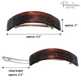 Parcelona French Courbe Curved Shell Celluloid Large Hair Barrette for Women