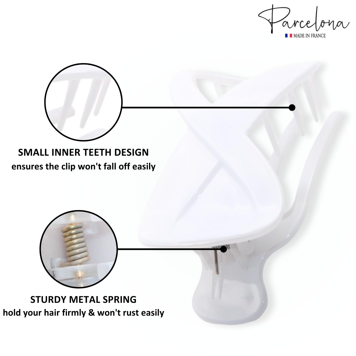 Parcelona French Infinity Loop Medium 3” Cellulose Hair Claw for Women and Girls