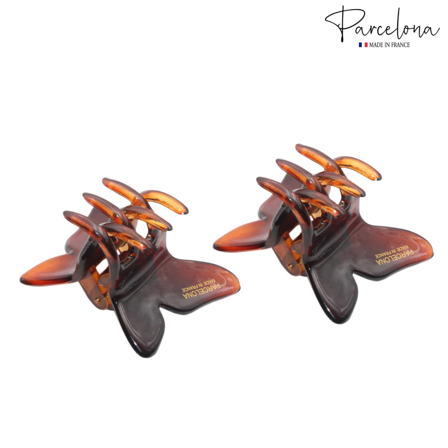 Parcelona French Butterfly Small Cellulose Hair Claws for Women and Girls (2Pcs)