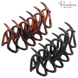 Parcelona French Dentelle Black & Shell Medium Jaw Claw Hair Clip 2 Pcs