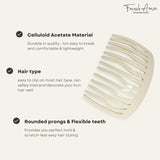 French Amie Fab 13 Teeth Medium Handmade Celluloid Side Hair Comb for Women