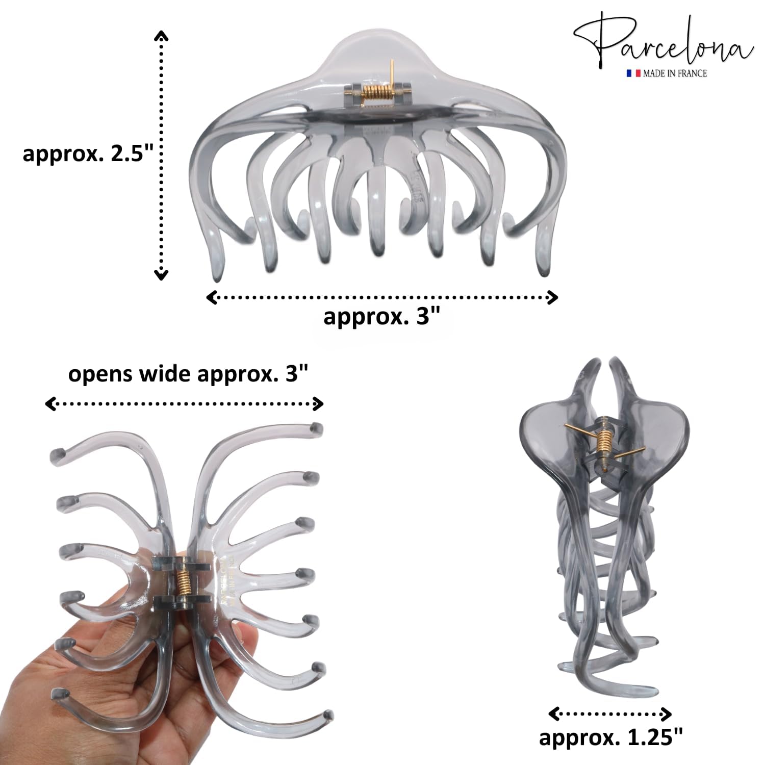 Parcelona French Dendrite Medium Cellulose Jaw Hair Claw for Women and Girls