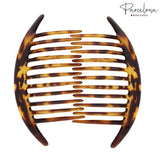 Parcelona French Tapered Edge 11 Teeth Side Hair Combs for Women & Girls (2Pcs)