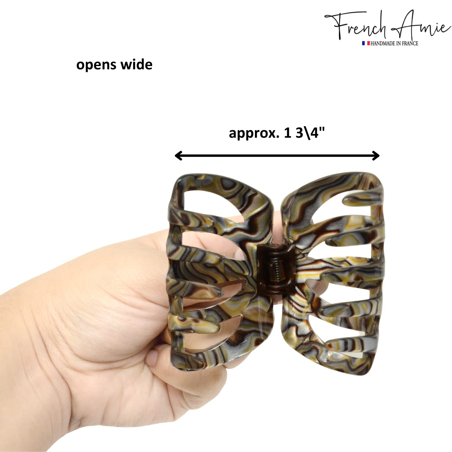 French Amie Hump Small 2 3/4" Cellulose Handmade Jaw Hair Claw Clip