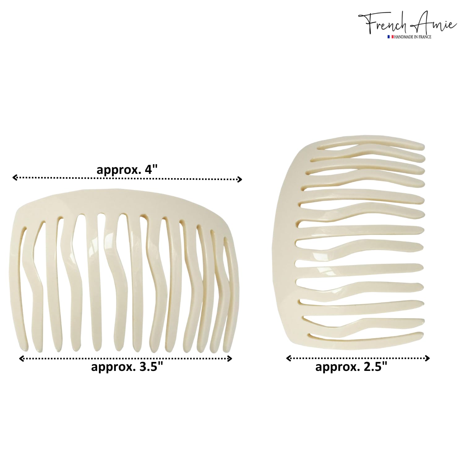 French Amie Fab 13 Teeth Medium Handmade Celluloid Side Hair Comb for Women