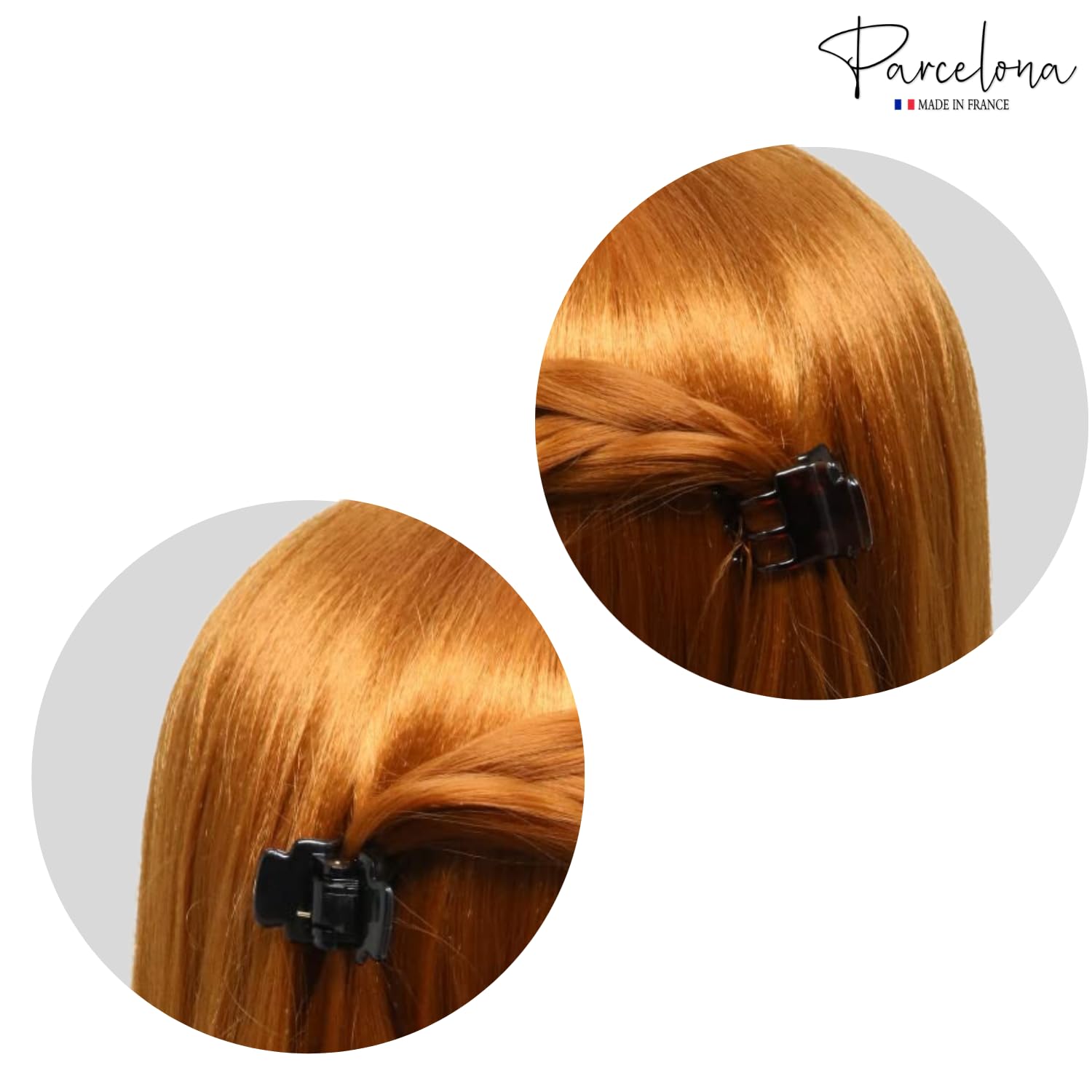 Parcelona French Glossy Square Very Small Cellulose Hair Claws for Women 2Pcs