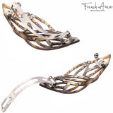 French Amie Classy Leaf Large Celluloid Handmade Hair Clip Barrette for Women