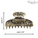 French Amie Thin Oval Large 4 1/4” Handmade Celluloid Jaw Hair Claw for Women