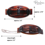 Parcelona French Oval Buckle Shell 3 1/2" Celluloid Hair Barrette Clip for Women