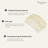 French Amie Fab 13 Teeth Medium Handmade Celluloid Side Hair Comb for Women