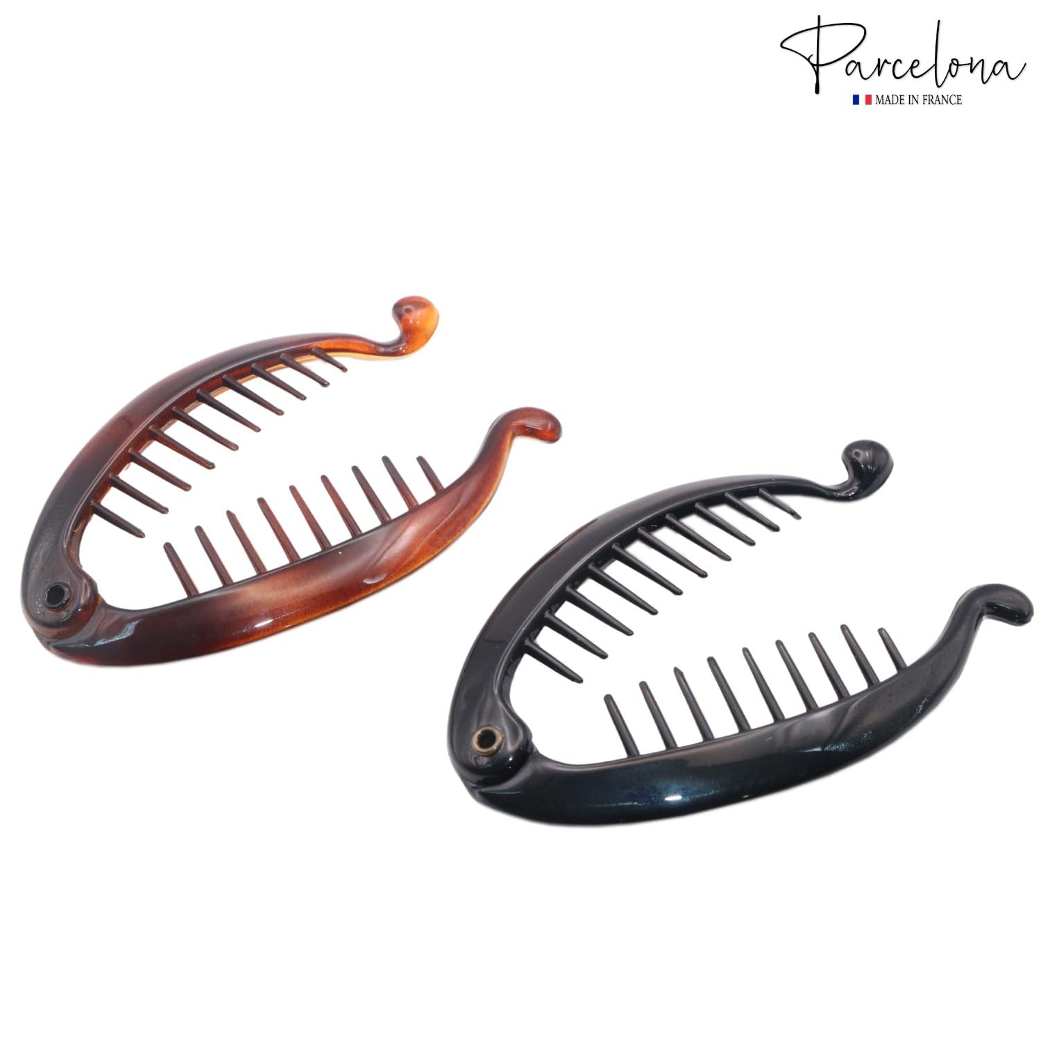 Parcelona French Effortless Mini Small Cellulose Banana Hair Clips(2 Pcs)