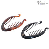 Parcelona French Effortless Mini Small Celluloid Banana Hair Clips(2 Pcs)