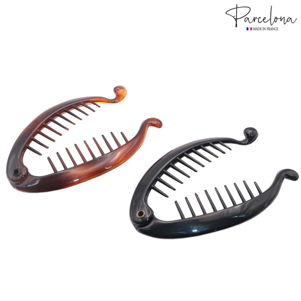 Parcelona Clip Per Capelli A Banana Telefono Pesce - Cristallo Celluloide Tartarugato