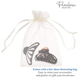 Parcelona French Rain Drop Large 2 Pcs Shell & Black Celluloid Jaw Hair Claw