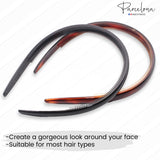 Parcelona French Reg Shell and Black Celluloid Hair Headbands for Women (2 Pcs)