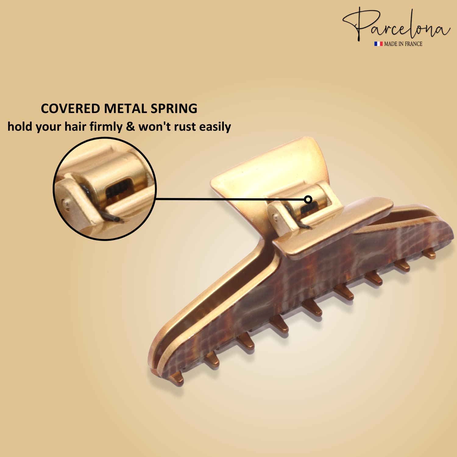 Parcelona French Pinch Medium Cellulose Covered Spring Jaw Hair Claw for Women