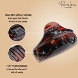 Parcelona French Junco Medium Tortoise Shell Celluloid Jaw Hair Claw for Women