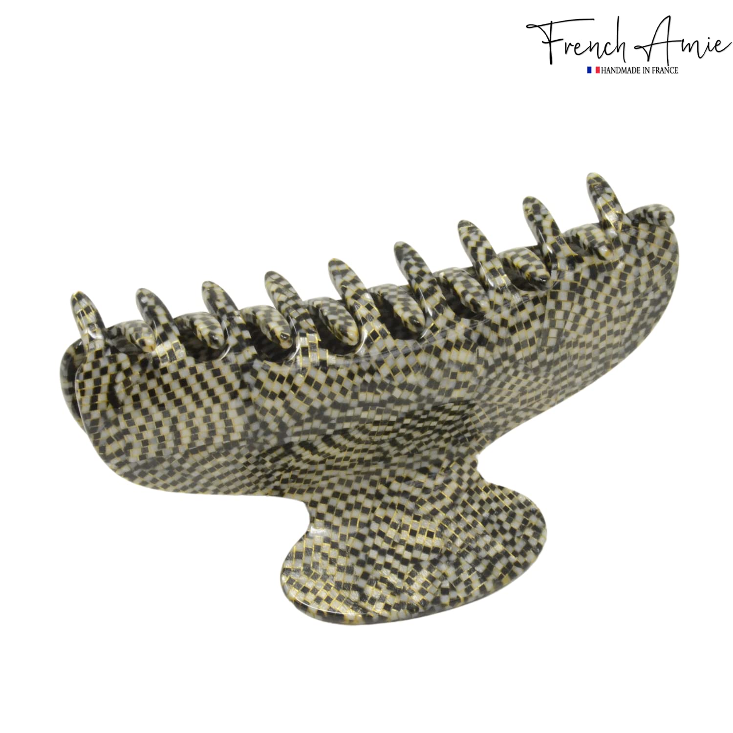 French Amie Thin Oval Large 4 1/4” Handmade Cellulose Acetate Jaw Hair Claw Women
