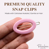 Parcelona French Eggie Oval Mini Snap on Hair Clips for Girls and Women