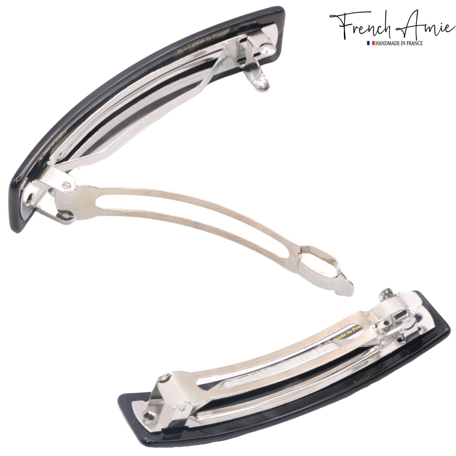 French Amie Oblong 3 1/2" Cellulose Handmade Automatic Hair Barrette for Women