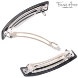 French Amie Oblong 3 1/2" Celluloid Handmade Automatic Hair Barrette for Women