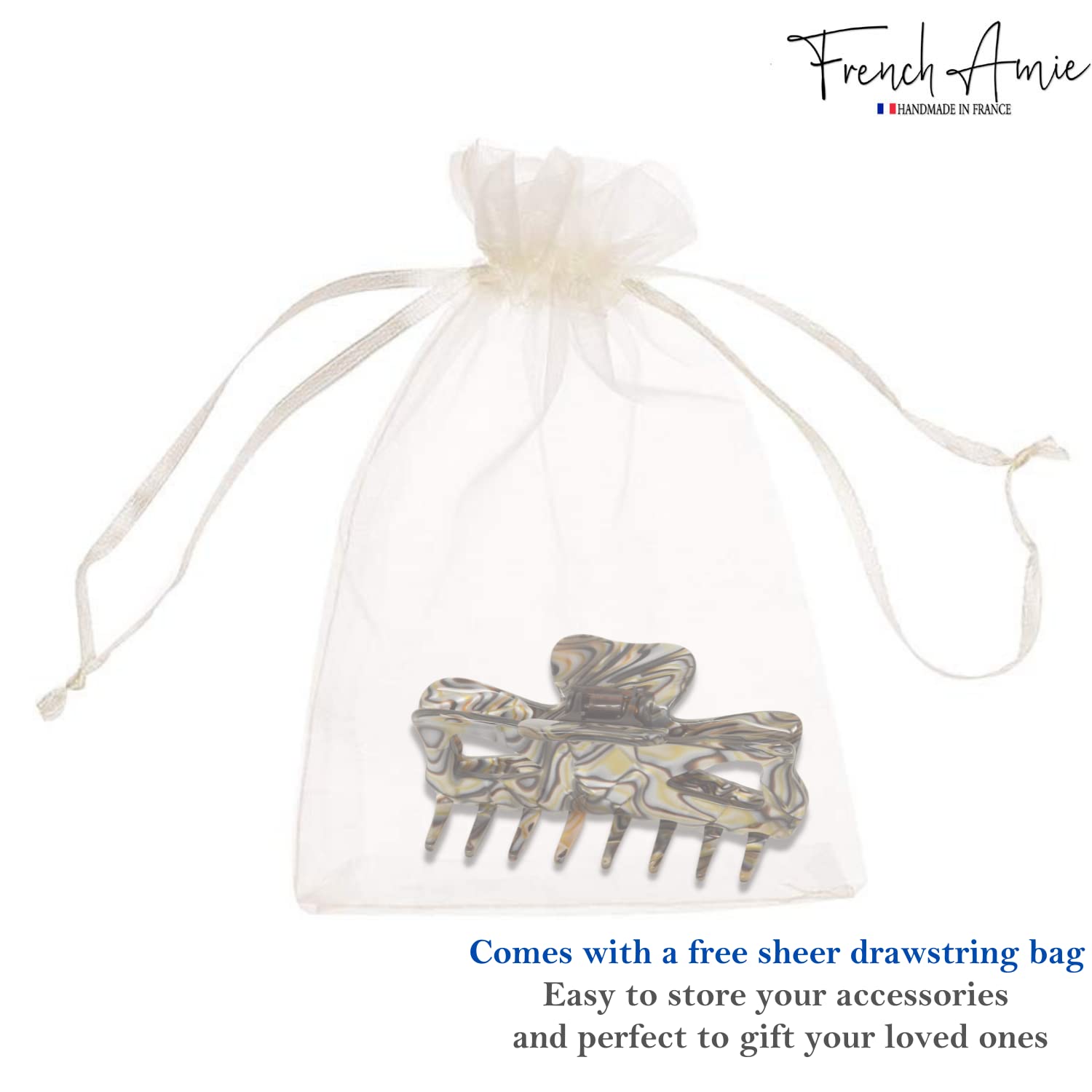French Amie Large Butterfly 3.5" Handmade Cellulose Acetate Hair Claw for Women