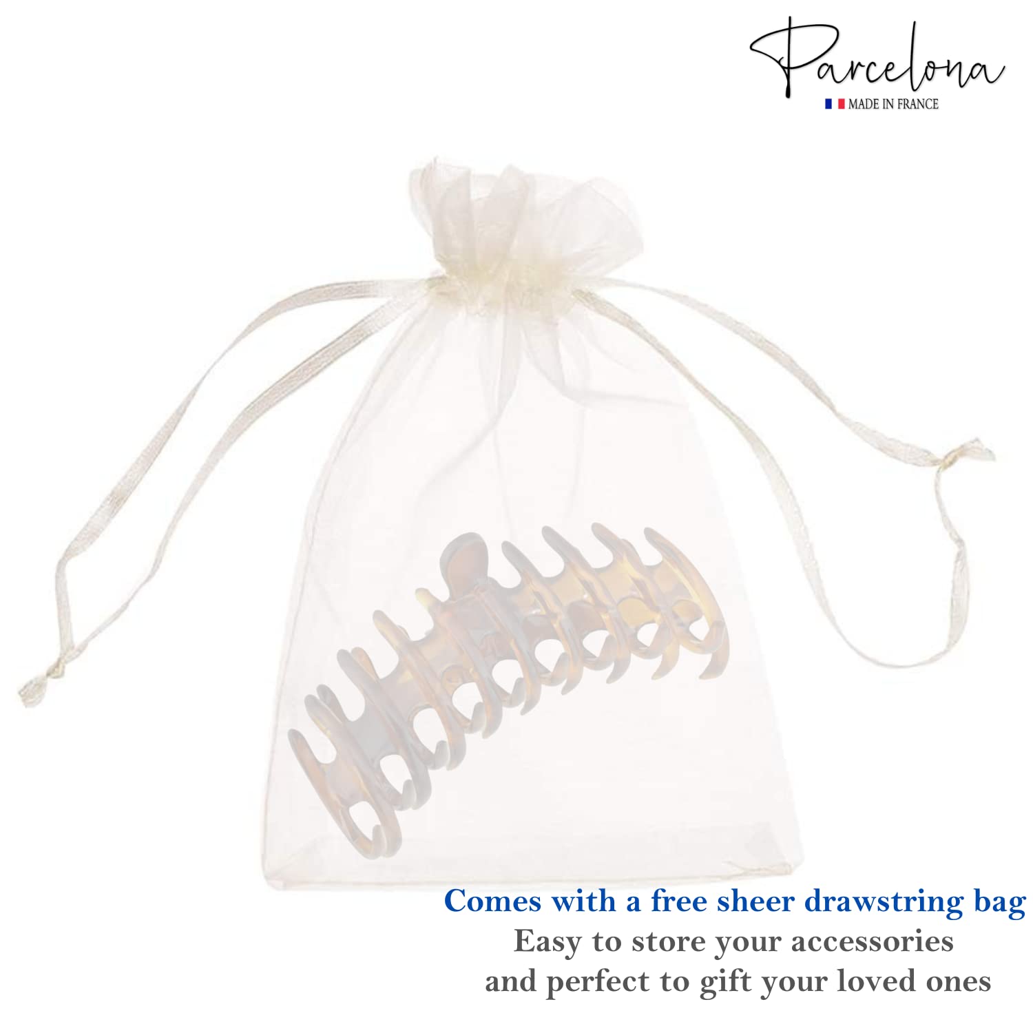Parcelona French Rake Large Cellulose Acetate Jaw Hair Claw for Women and girls