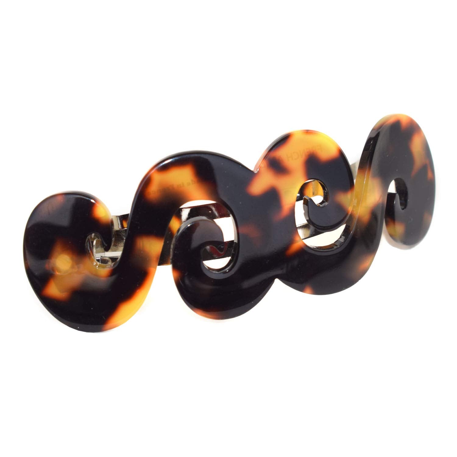 French Amie Swirls Tokyo Medium Celluloid Handmade Hair Clip with Silver Clasp