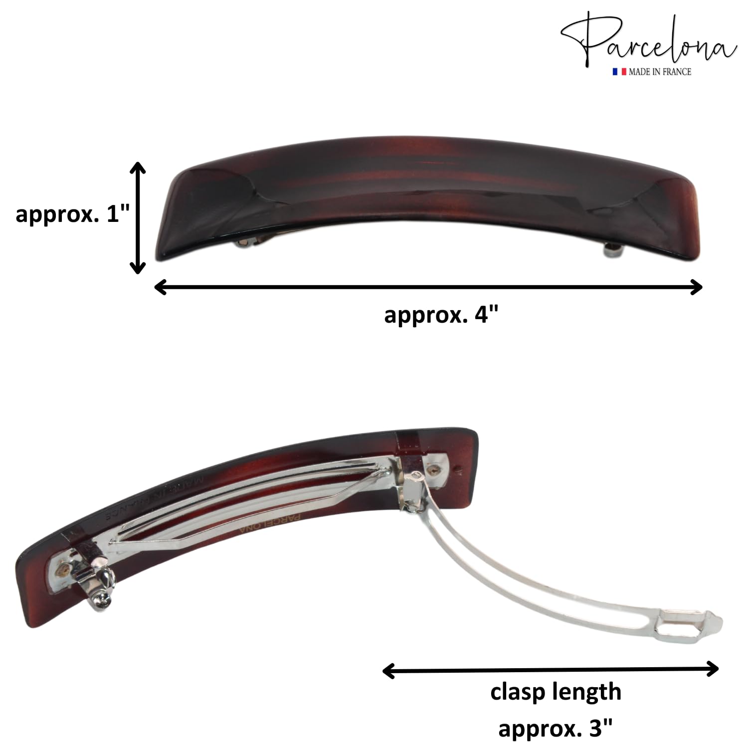 Parcelona French Rectangular Shell Large Cellulose Hair Barrette for Women