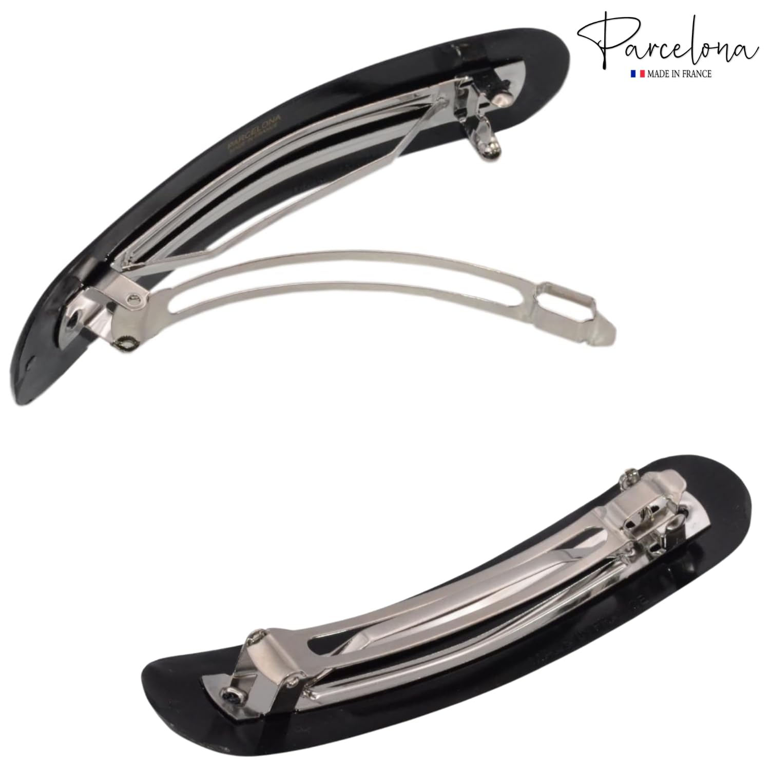 Parcelona French Elegant Duo Large Cellulose Hair Barrette for Women and Girls