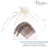 Parcelona French Tapered Edge 11 Teeth Side Hair Combs for Women & Girls (2Pcs)