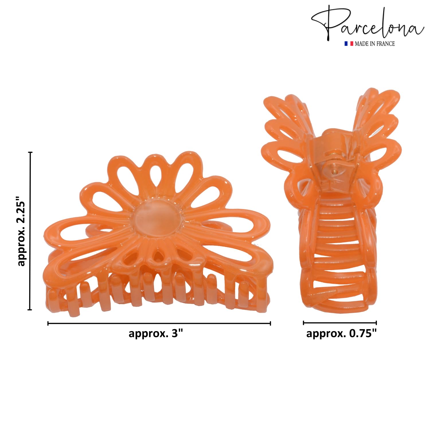 Parcelona French Plume Medium 3" Cellulose Acetate Hair Claw for Women and Girls